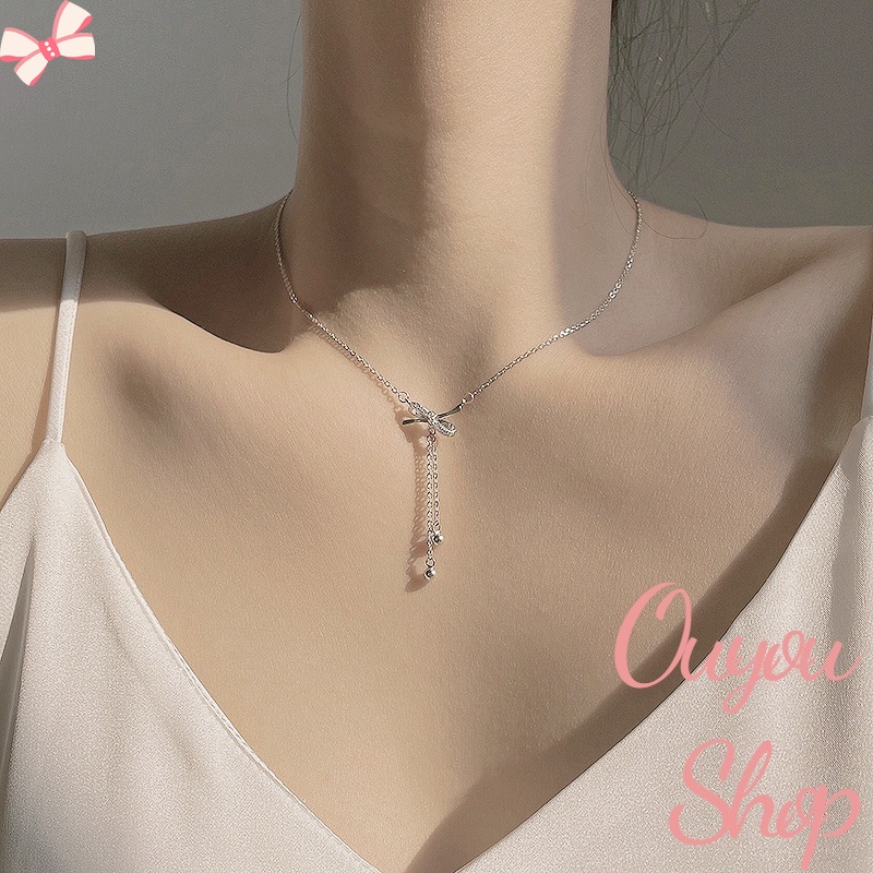 Vòng Cổ Trang Trí Nơ Tua Rua Dáng Dài Phong Cách Ngọt Ngào