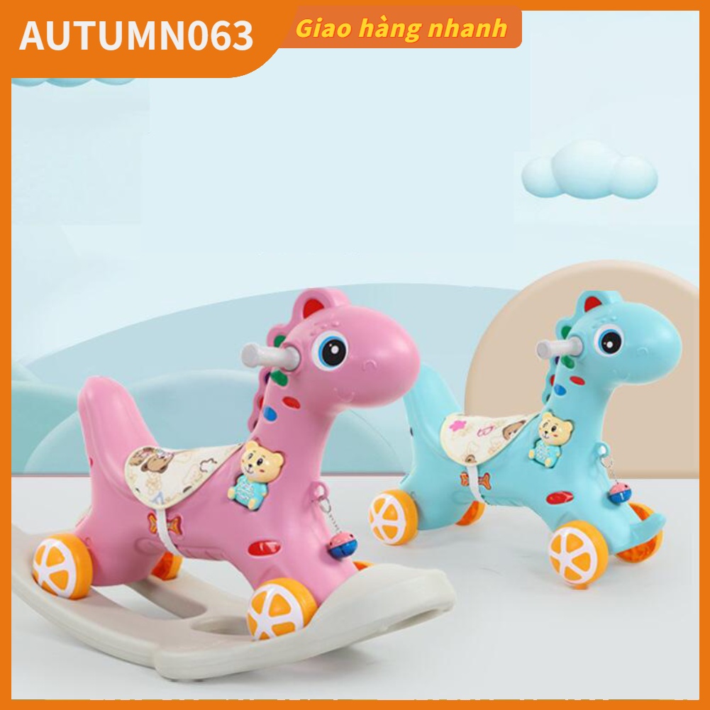 Ngựa bập bênh bằng nhựa Mục đích kép trong nhà Bập cho bé Xe trượt Đồ chơi ngựa trẻ em Quà tặng Autumn063