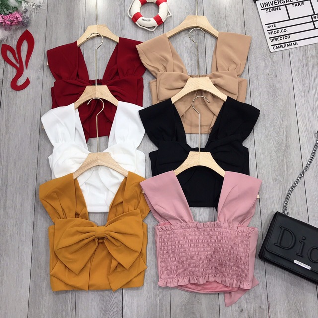 Áo nơ ngực nhúng lưng HÌNH THẬT TRẢI SÀN 100% shop chụp