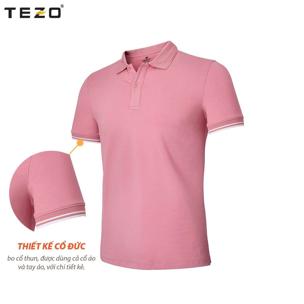 Áo polo nam công sở TEZO thun nam có cổ trơn ngắn tay 5 màu  cao cấp 2106APCT14