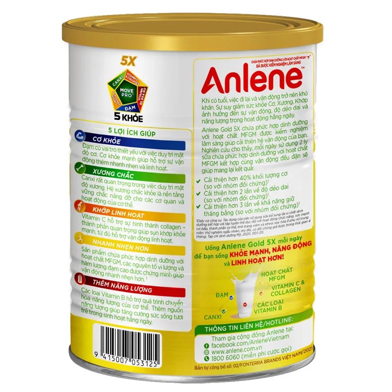 Sữa bột Anlene Gold 5X hương vani lon 400g