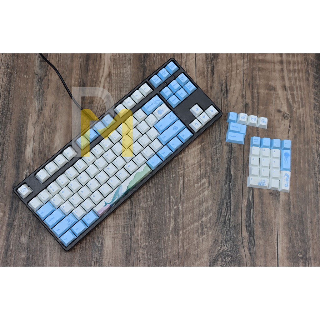 Keycap PBT Biển xanh dyesub in 5 mặt Cao cấp gắn full phím 110 PCMASTER