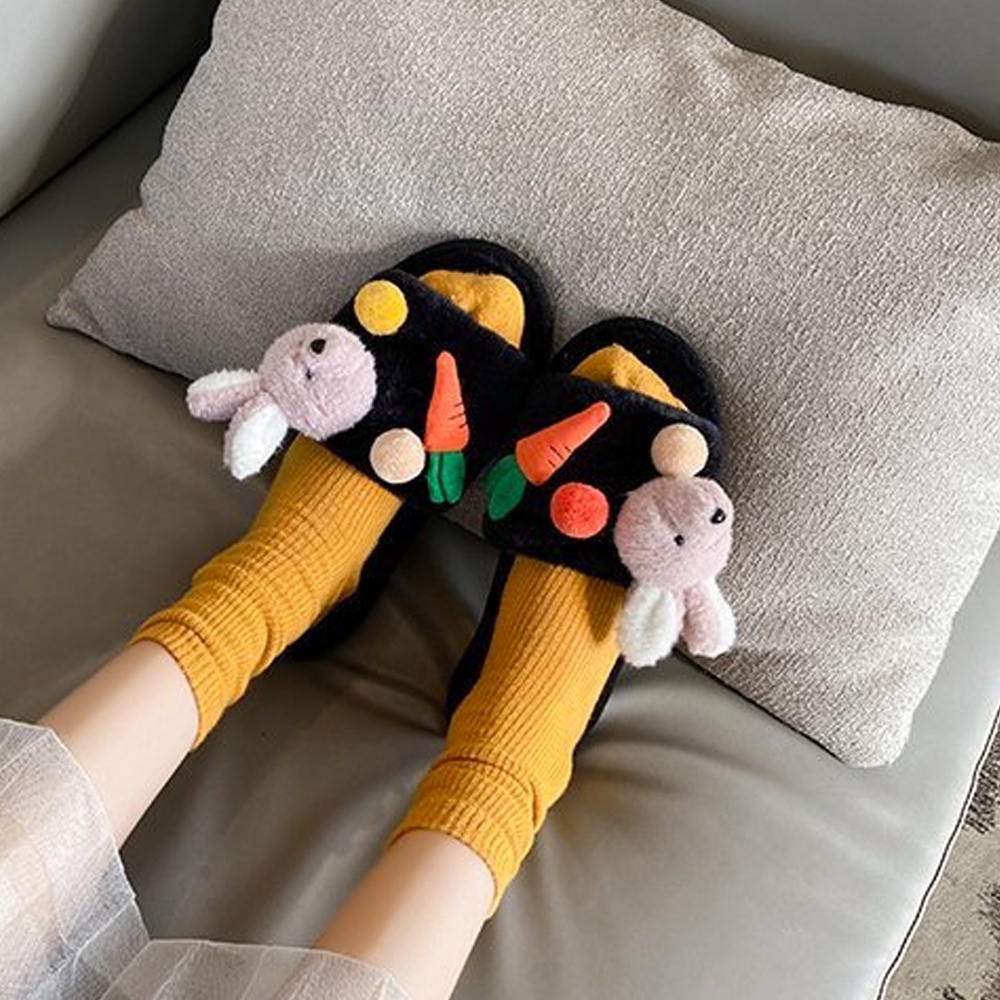 Dép bông thỏ siêu êm chân, dép đi chơi, sử dụng trong nhà vào mua đông ấm áp