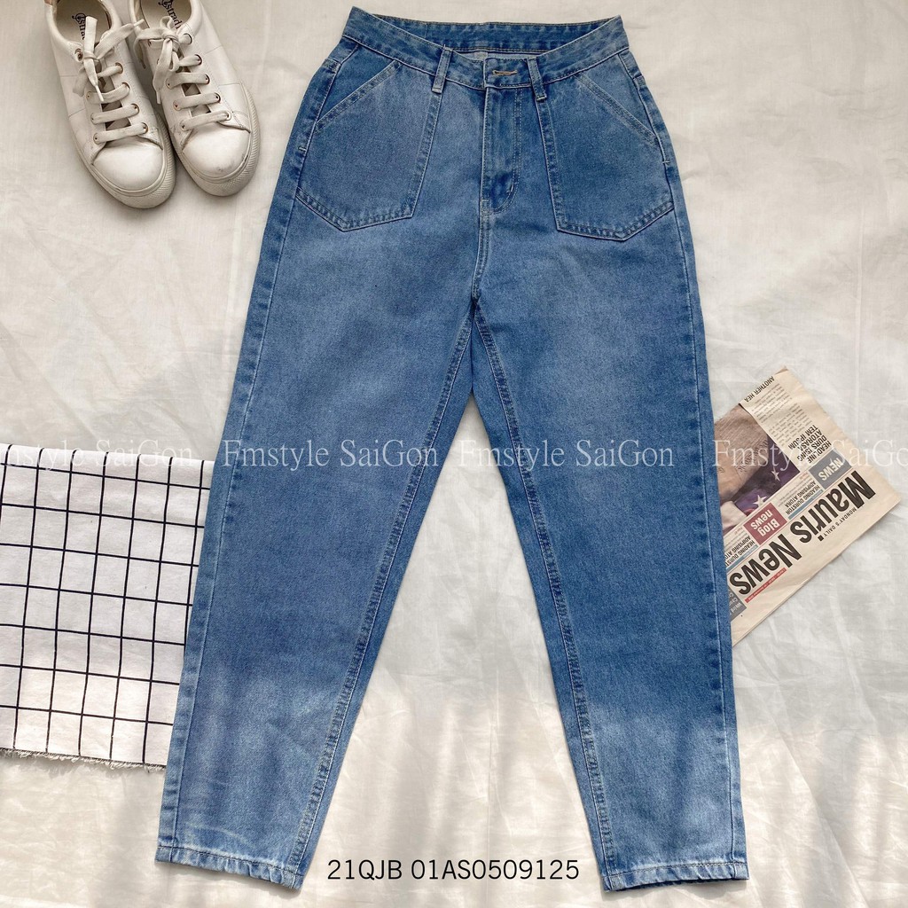 Quần jean baggy nữ lưng cao túi kiểu trơn (không co giãn) D59-N58 ulzzang thời trang nữ VM STYLE 22QJB03AS1704 | BigBuy360 - bigbuy360.vn