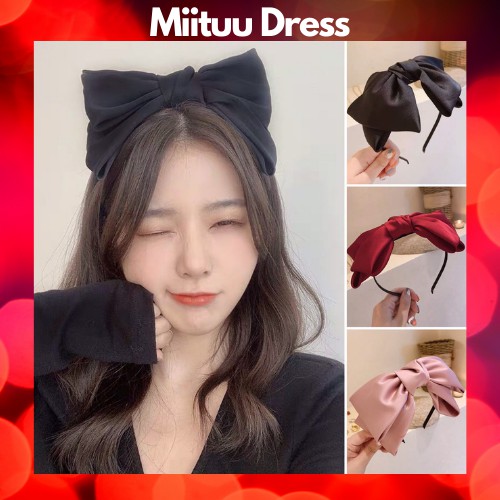 Băng đô nơ lụa phong cách Hàn Quốc cài tóc tiểu thư dễ thương cho nữ xinh xắn đáng yêu cute bản đẹp Miituu NLHQ1