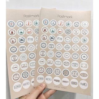 1 Tấm Sticker Tròn hình Tem Postmark - Hình Dán Tem Trang Trí Sổ Bullet journal
