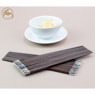 10 đôi đũa gỗ trắc tự nhiên đầu khảm ốc bào ngư singapo- viethorn