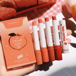 Set Son Thỏi Tanako Peach Girl Matte Silky "Điếu Thuốc", /hộp 4 cây
