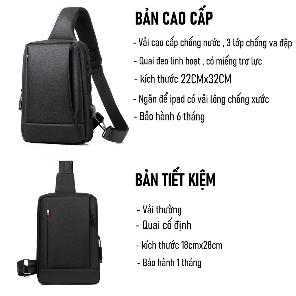 Túi đeo chéo đựng ipad laptop có kết nối cổng sạc chất liệu vải chống nước | BigBuy360 - bigbuy360.vn