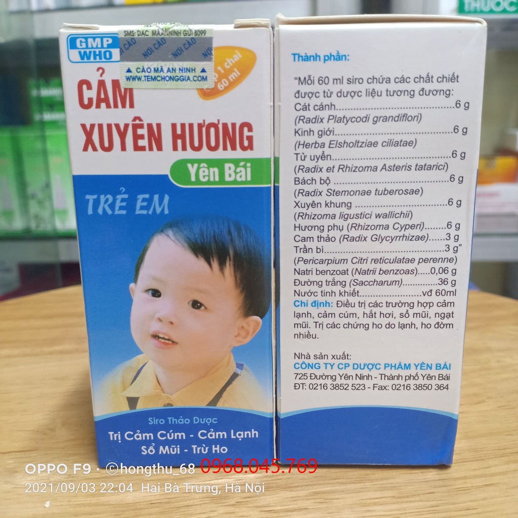 Siro Cảm Xuyên Hương - Yên Bái chai 60ml