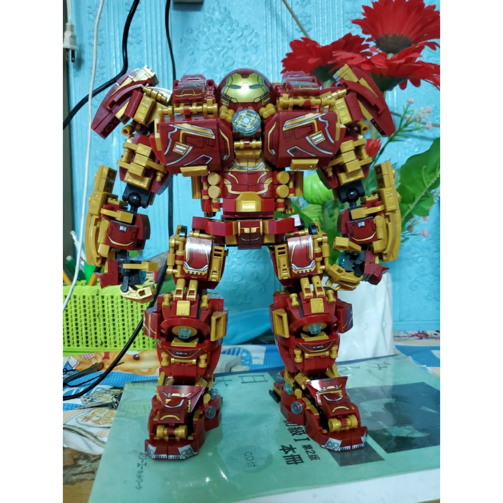 [1450 CT - Hộp Giấy] Bộ Đồ Chơi Lắp Ráp Xếp Hình Mô Hình Lego Người Sắt, Lego Iron Man Hulkbuster, Marvel – SIÊU TO