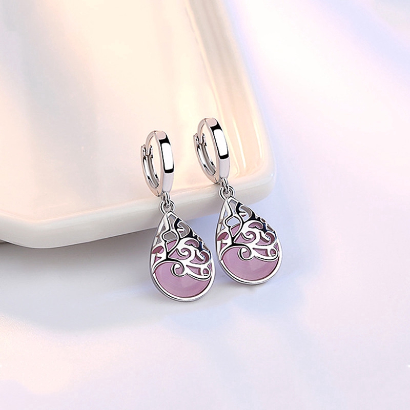 Đồng Hồ Ánh Trăng Opal Vật Tổ Bạc Tai Trang Sức Bông Tai Nữ Thời Trang Chúc Bể Bông Tai