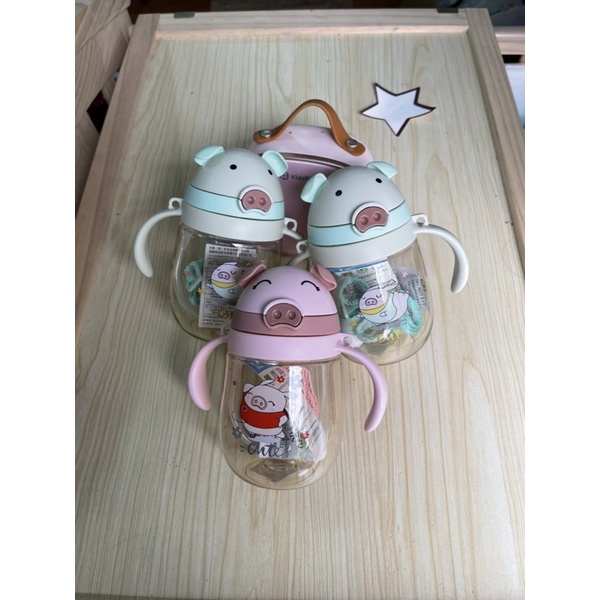 ( Tặng dây đeo ) Bình tập uống nước cho bé có tay cầm, Bình nước cho bé cao cấp 350ml bằng nhựa PP chịu nhiệt tốt