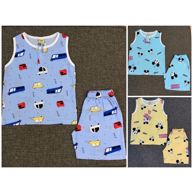 Bộ ba lỗ lanh size đại cho bé trai