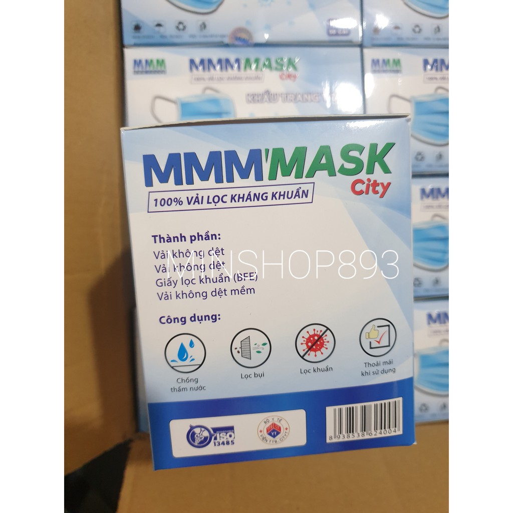 [GIÁ ƯU ĐÃI] KHẨU TRANG Y TẾ MMM'MASK MÀU XANH 4 LỚP HỘP 50 CÁI