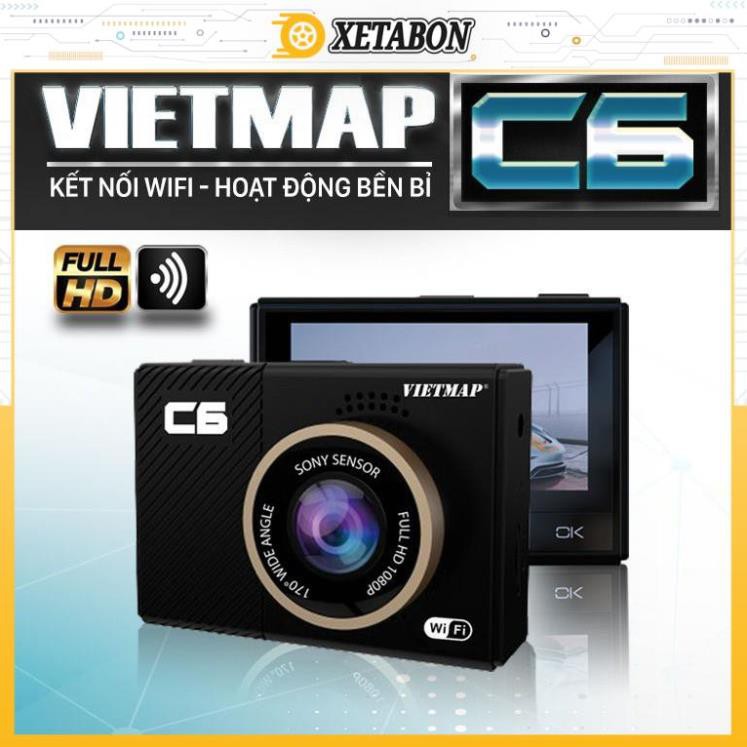 VietMap C6 - Camera Hành Trình Ô tô Có WiFi + Chất Lượng Full HD, Cảm Biến Sony Góc Rộng 170 độ + Thẻ 32GB