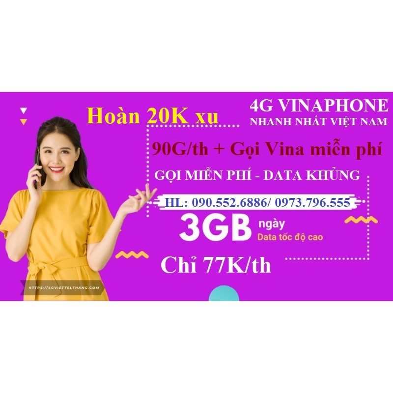 90G/th Sim 4G Vinaphone, [Miễn phí tháng đầu] Sim MAY ITel Gọi Vinaphone miễn phí