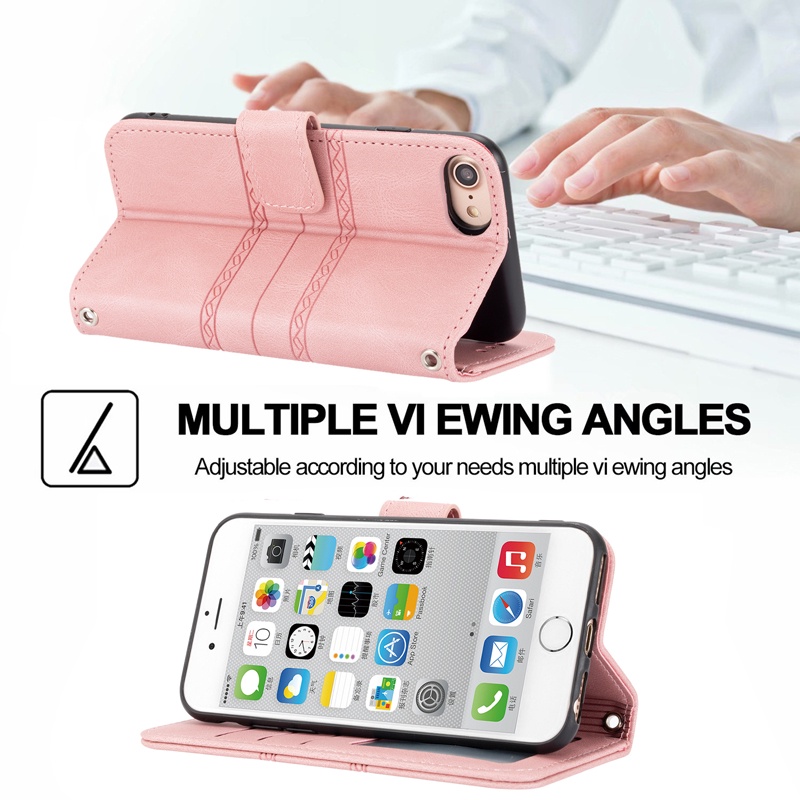 Ốp Điện Thoại Da Gấp Gọn Có Ngăn Đựng Thẻ Dành Cho iPhone 11 Pro Max XR XS Max 6 7 Plus