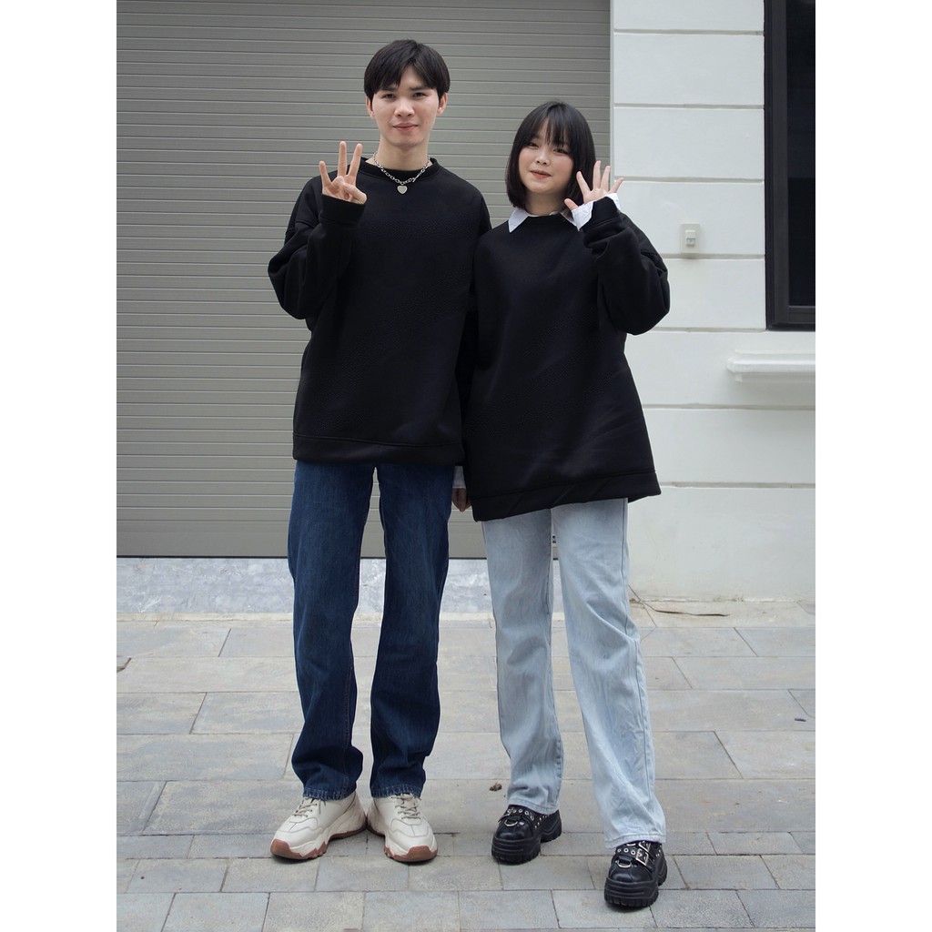 Áo sweater oversize trơn wado from rộng cho nam và nữ chất liệu nỉ bông | BigBuy360 - bigbuy360.vn