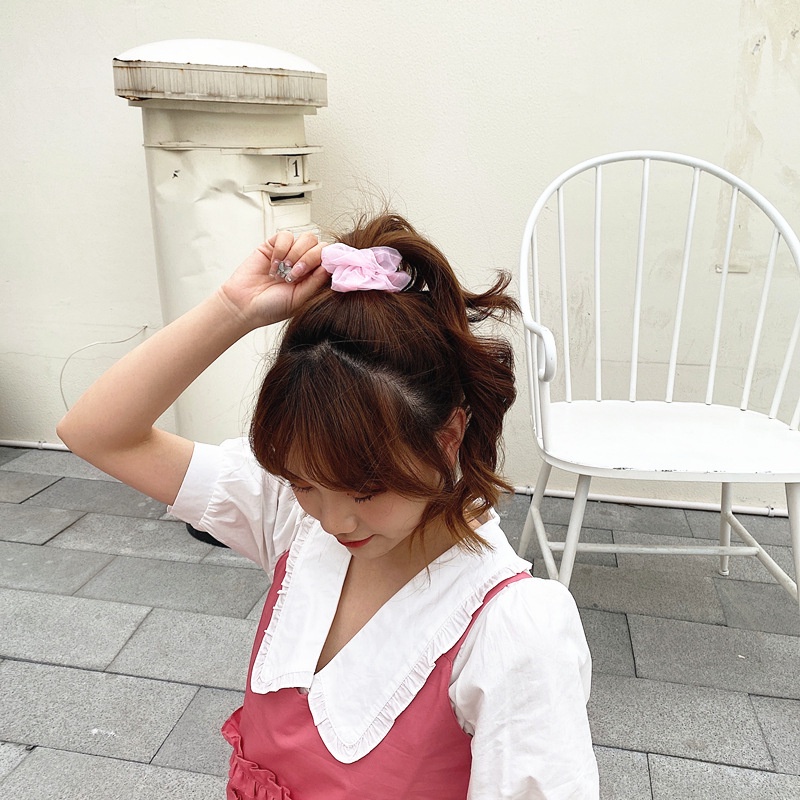 Dây Buộc Tóc Cao Su Co Giãn Màu Hồng Họa Tiết Chú Heo Dễ Thương Dành Cho Nữ