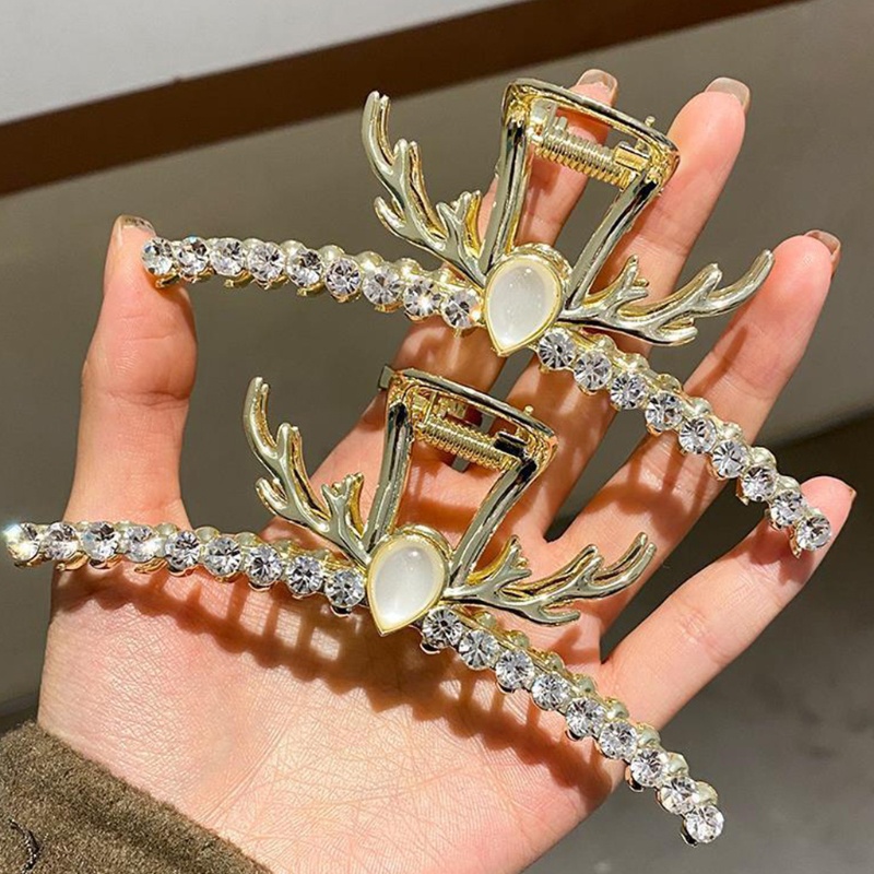 Kẹp Tóc Càng Cua Dài Bằng Hợp Kim Mỏng Đính Đá Dễ Thương Cho Nữ