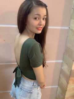 Áo hở lưng cột nơ croptop có mút ngực