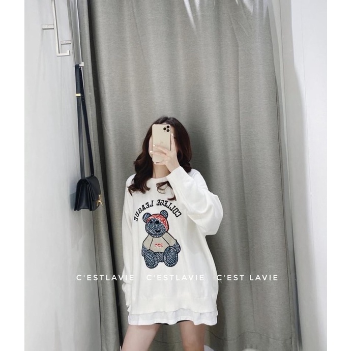 ÁO NỈ IN GẤU PHỐI ESSENSIAL 4 MÀU NỮ RẺ ĐẸP | BigBuy360 - bigbuy360.vn