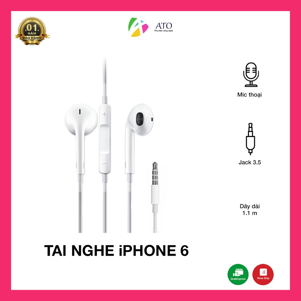 [Siêu rẻ] Tai nghe iphone 6 6s chính hãng thích hợp ip6 ip6s 6splus 6plus bảo hành Lỗi 1 đổi 1