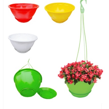 Chậu treo thông minh kèm đĩa hứng nước 19x11cm_Chậu nhựa treo tự dưỡng nhỏ trồng hoa cây cảnh
