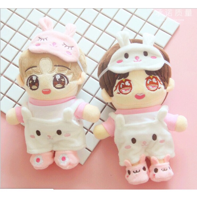 [20-22cm] Set outfit 4 món cho Doll - Yếm cho Doll - Tất cho Doll - Bịt mắt cho Doll - Đồ ngủ cho doll