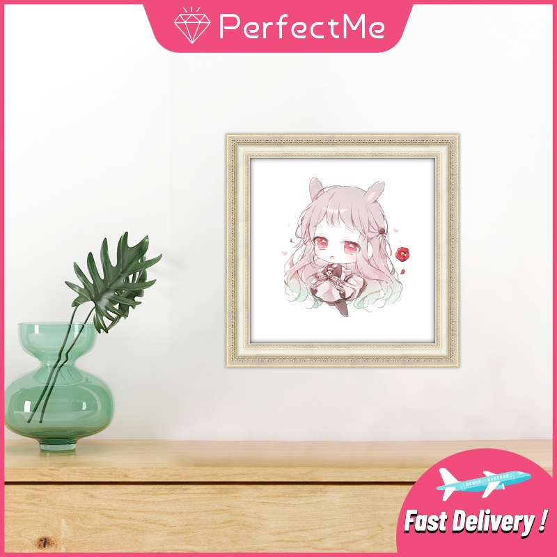 Bộ tranh đính đá 5D họa tiết hoạt hình cô gái dễ thương độc đáo kích thước 30x30 DIY