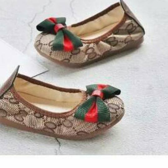 Giày Búp Bê Thắt Ruy Băng Màu Đen Nâu Plk-678 Gucci Cho Bé Gái