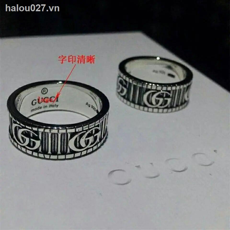 Nhẫn Đôi Khắc Chữ Gucci Mạ Bạc 925 Không Phai Chất Lượng Cao