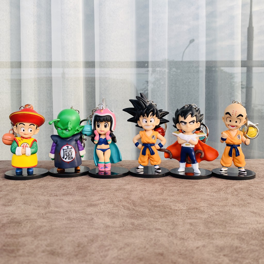 Móc Khóa Mô Hình Dragon Ball Songoku Chichi Krilin Gohan Piccolo Chibi Cao 11cm