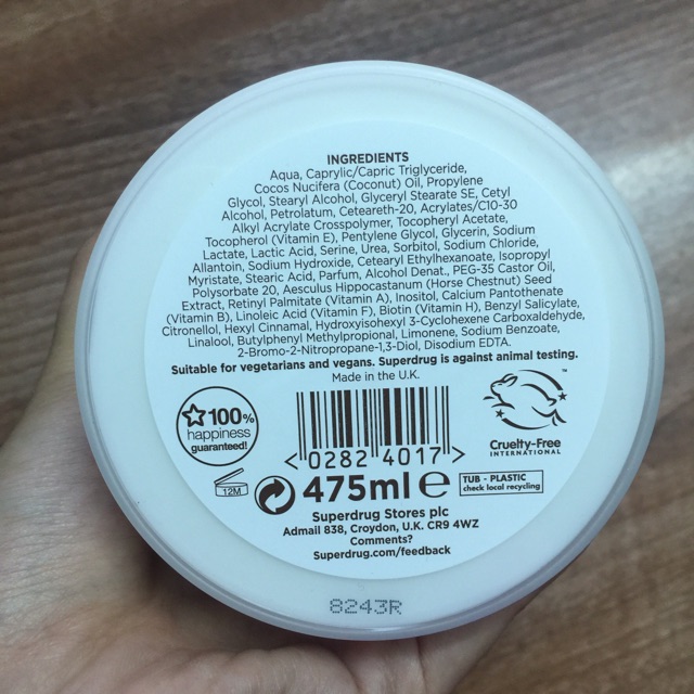 Kem dưỡng thể Vitamin E All Over Body Cream 475ml - Superdrug