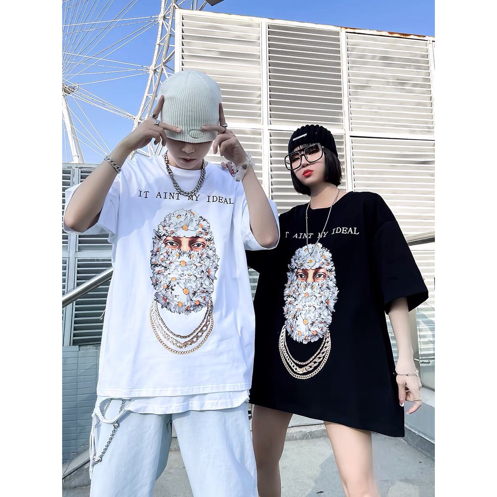 Áo thun nam nữ Mặt Người Hoa Cúc form rộng unisex tay lỡ siêu chất dáng oversize basic tee phông màu trắng đen mùa hè