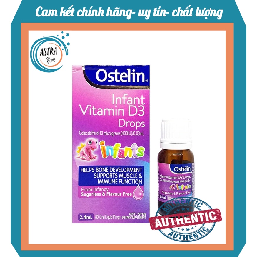 [Hàng chính hãng] Vitamin D3 Drops Ostelin Cho Trẻ Từ Sơ Sinh, 2.4ml