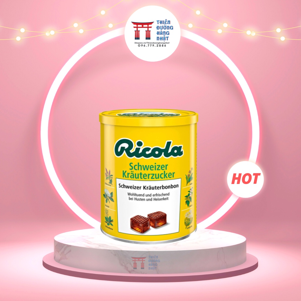 Kẹo ngậm giảm ho khàn giọng thảo dược Ricola Đức hộp 250g [DATE 11/2025]