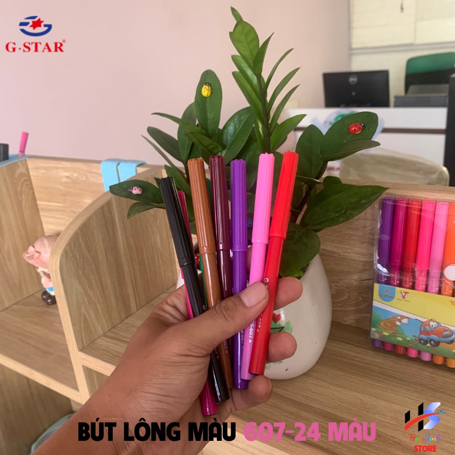 Vỉ 24 cây bút lông màu Gstar GS 607 24 màu tươi, lâu khô.