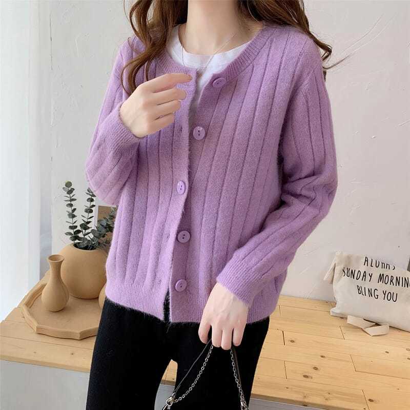 Mùa thu và mùa đông mới của phụ nữ áo cánh mỏng phần hoang dã dệt kim cardigan mỏng áo sơ mi
