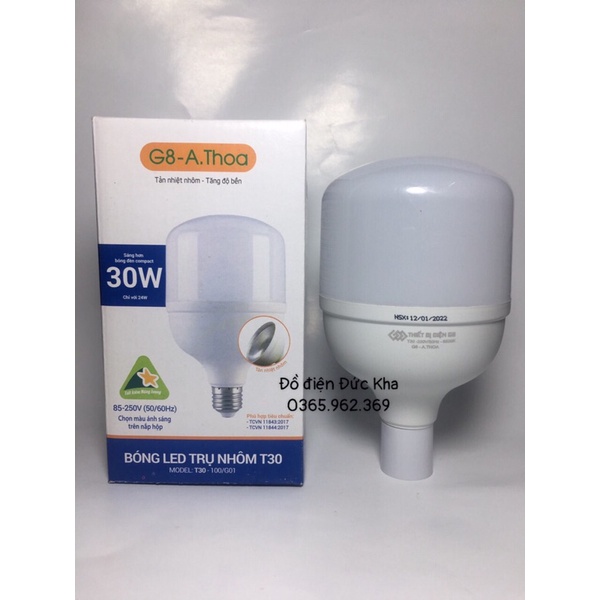 BÓNG LED TRỤ NHÔM G8 ĐỦ SỐ