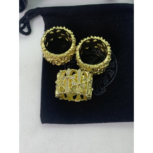 Nhẫn Cement Chrome Heart fuldiamond mạ vàng fullbox.