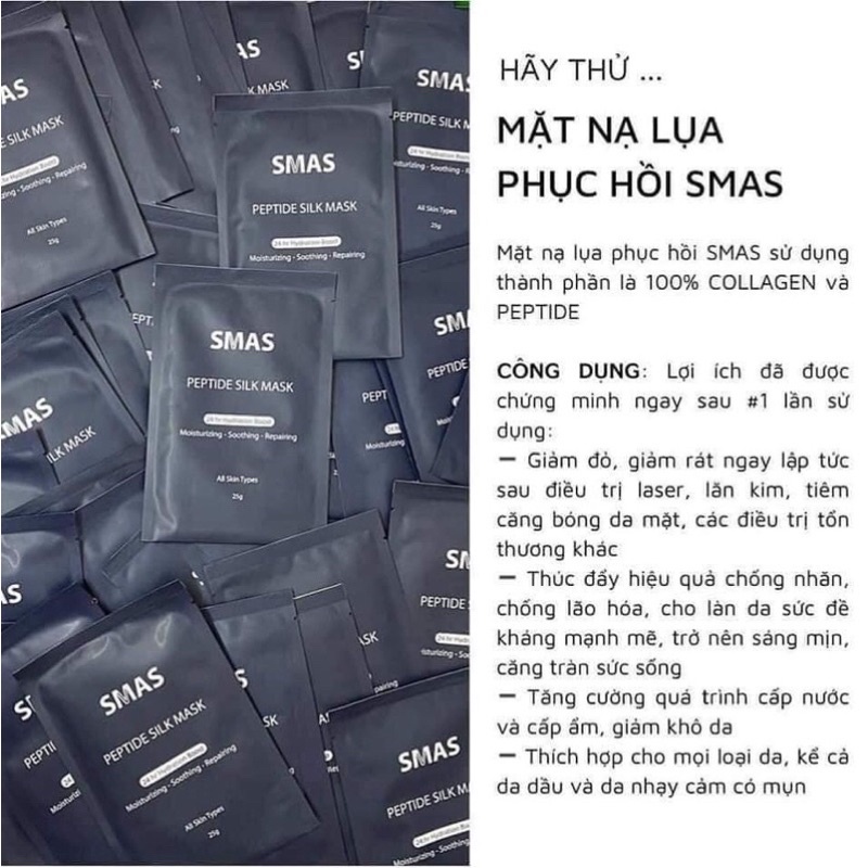 Mặt nạ phục hồi và cấp ẩm SMAS Peptide Silk Mask