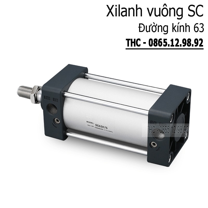 Xi Lanh Khí Nén Vuông Loại Tốt. Piston Ø63mm. Ben Hơi Vuông Hai Chiều. Hành Trình Ty 25 - 1000mm. Đổi Trả Trong 7 Ngày