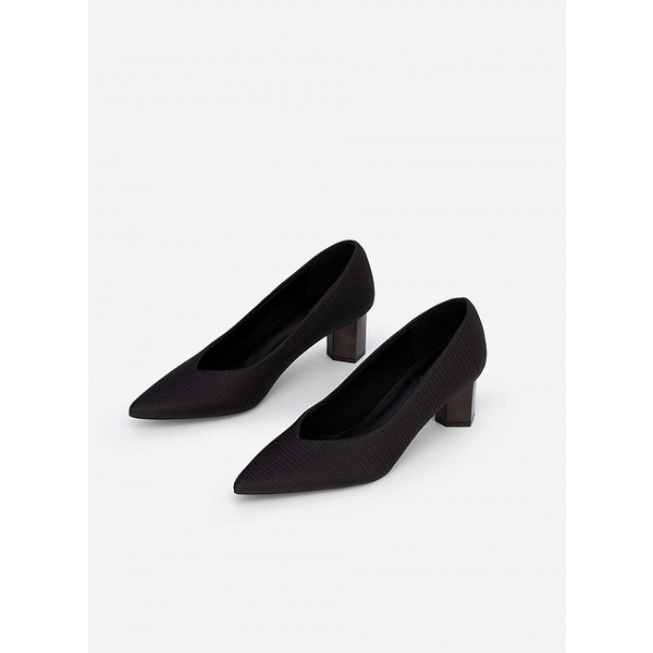 Vascara Giày Crinkle Satin Gót Metallic - BMN 0498 - Màu Đen