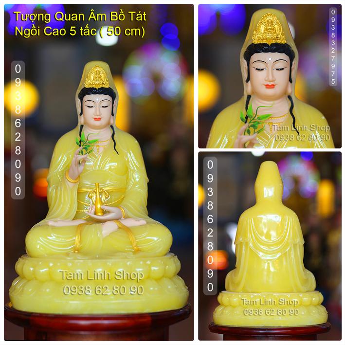 Tượng Quan Âm Bồ Tát cao 50 cm bằng đá Poly Siêu Đẹp