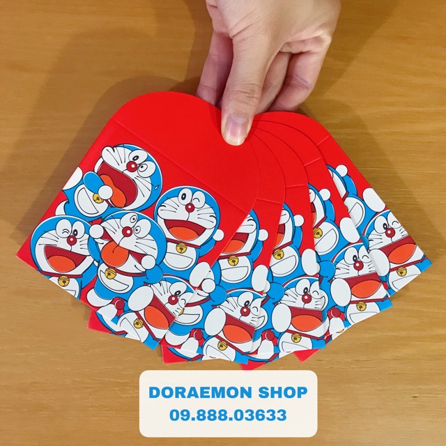 Bộ 10 Bao Lì Xì Ngắn Doremon Doraemon