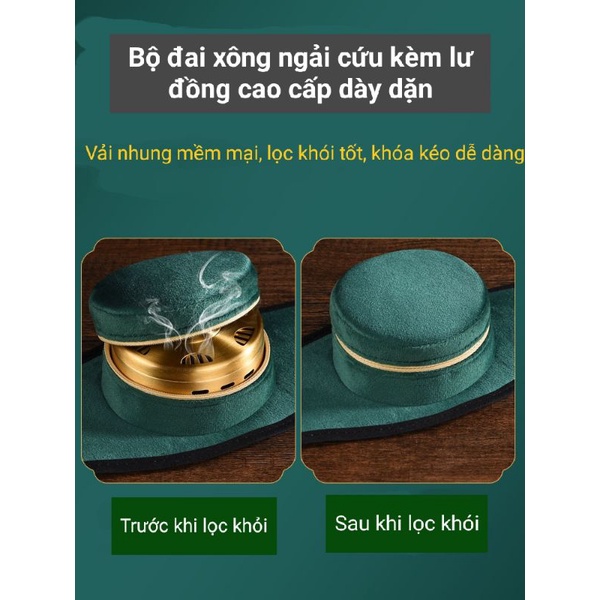 Đai xông ngải cứu kèm lư đồng. Đai chườm ấm cứu ngải.Ngải đoạn 108 viên