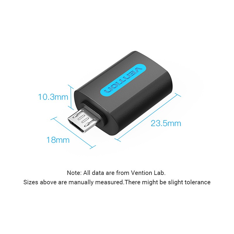 Bộ chuyển đổi OTG VENTION cổng Micro USB sang USB cổng cắm sang cổng nhận USB 2A 480Mbps Gamepad sang điện thoại