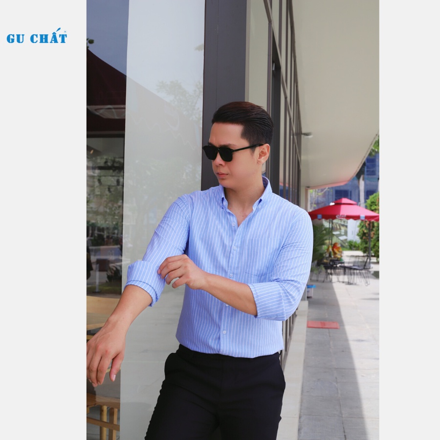 Áo Sơ Mi Nam Dài Tay GU CHẤT, Thiết Kế Kẻ Sọc, Chất Vải Oxford Mềm Mịn, Cao Cấp - GUSM46
